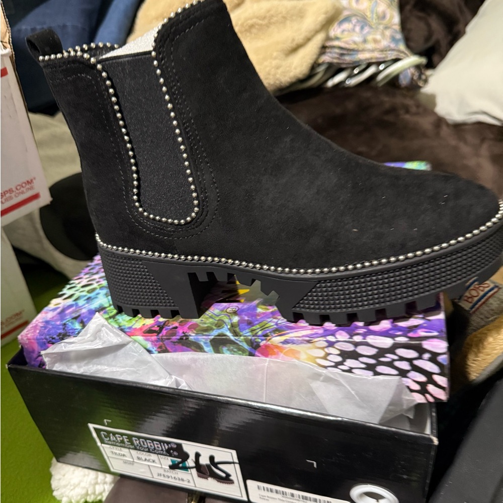 Cape Robbin Black Studded Ankle Booties